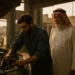 Rahman repairs a car under the watchful eye of Sheikh Khalid in a Saudi workshop.